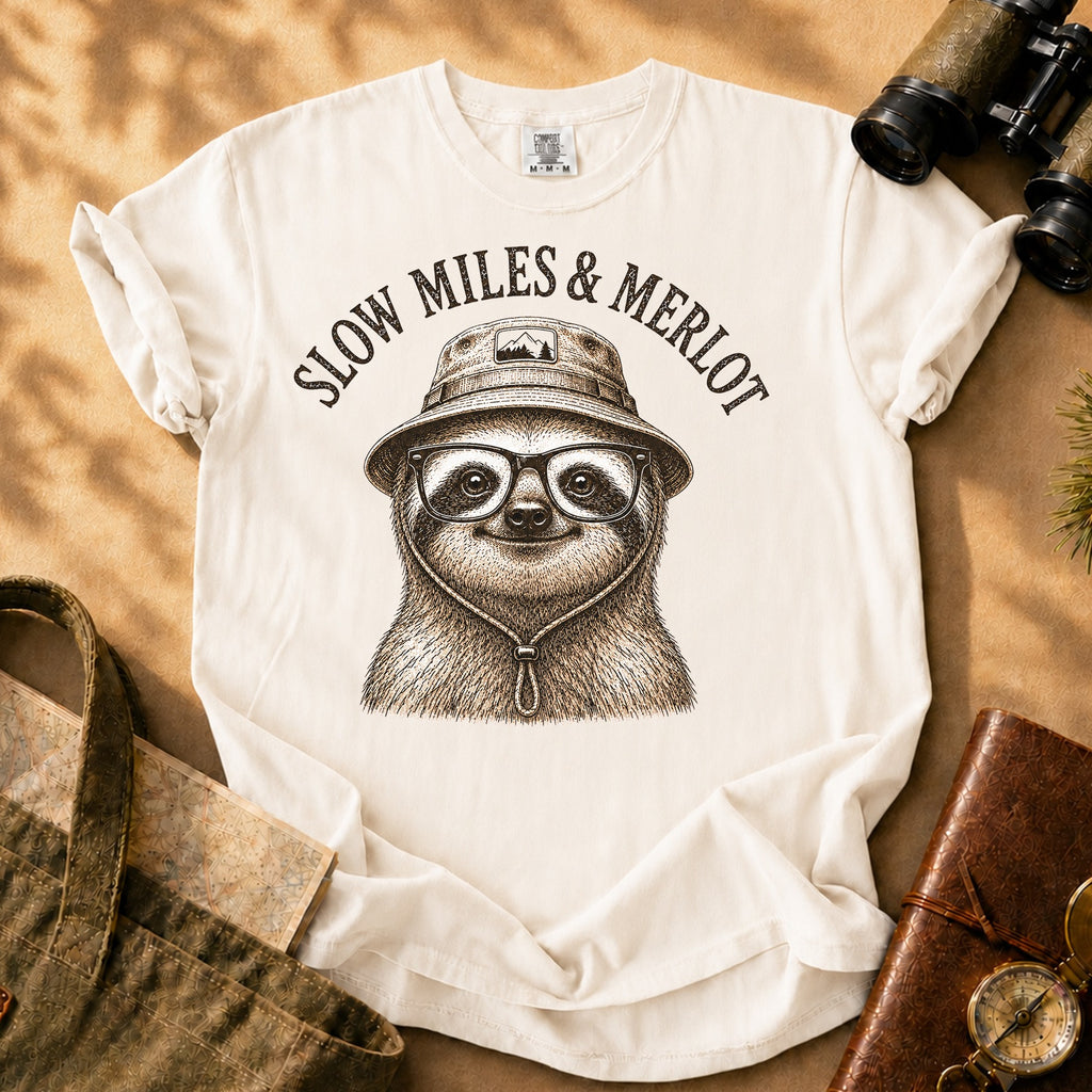 Slow Miles & Merlot Tee - Ivory