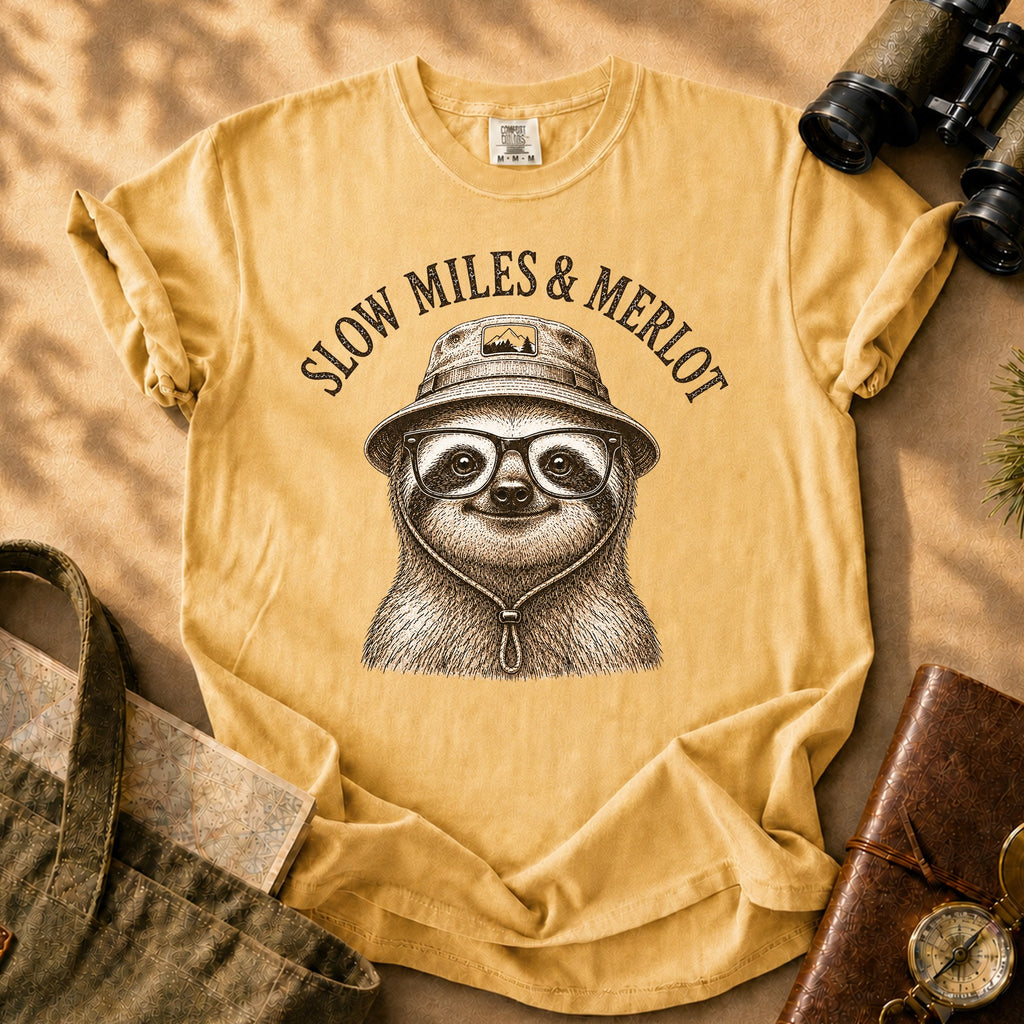 Slow Miles & Merlot Tee - Mustard