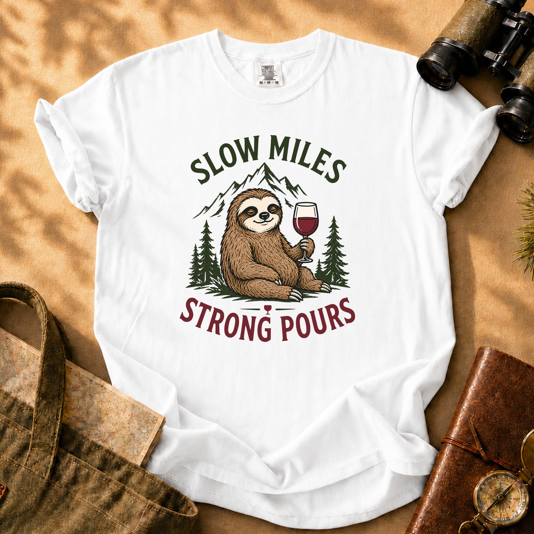 Sloth Wine Tee - White