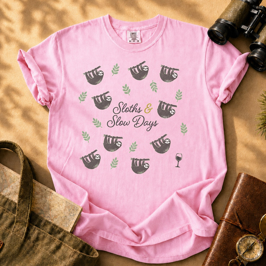 Sloths & Slow Days Tee - Blossom