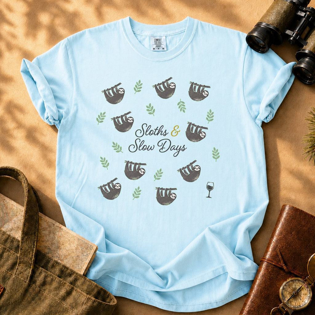 Sloths & Slow Days Tee - Chambray