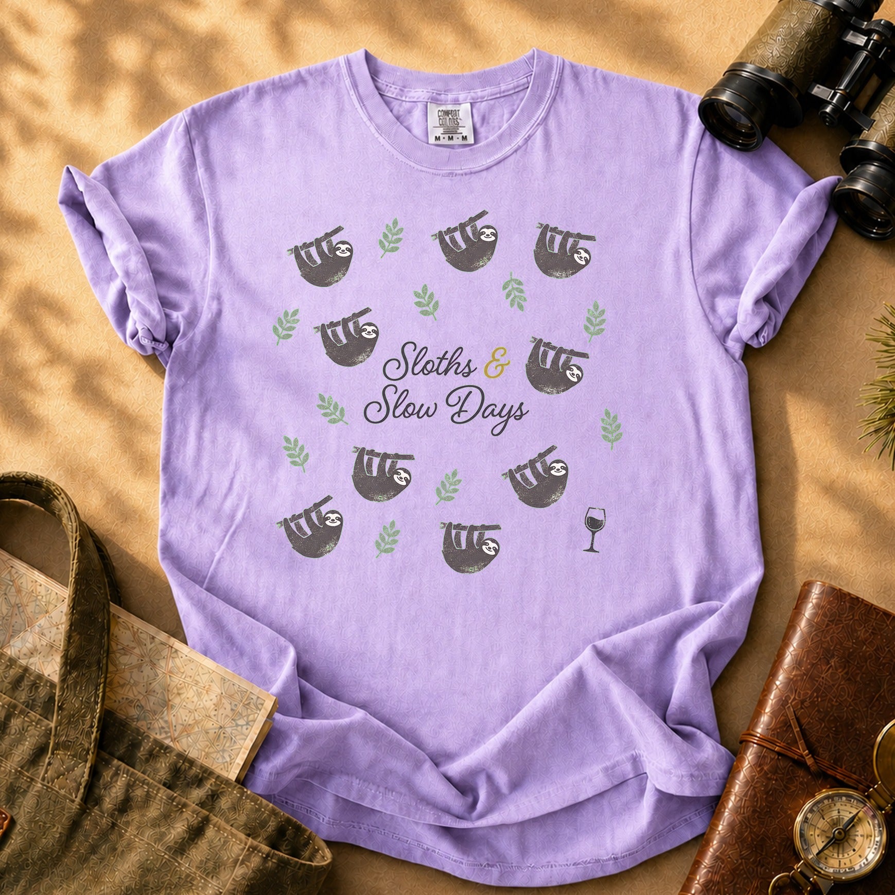 Sloths & Slow Days Tee - Orchid