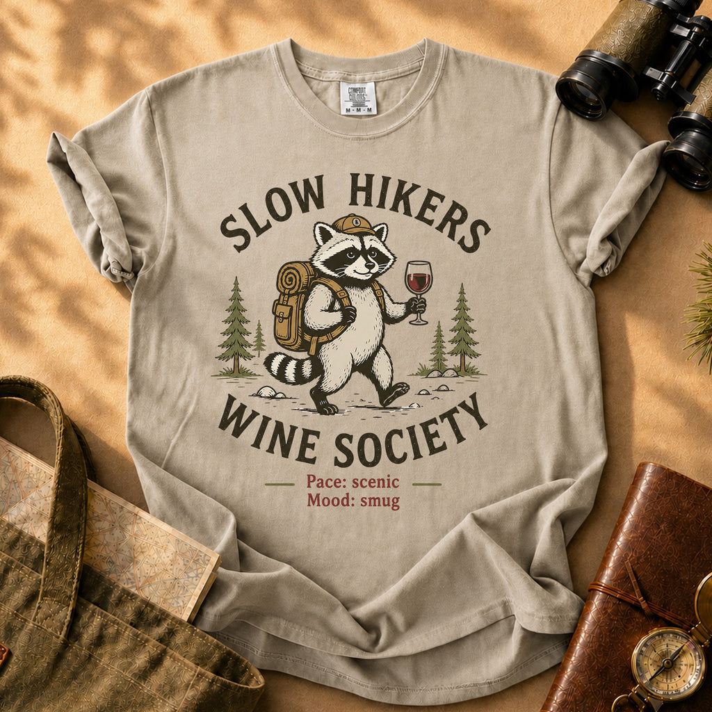 Slow Hikers Wine Society Tee - Khaki