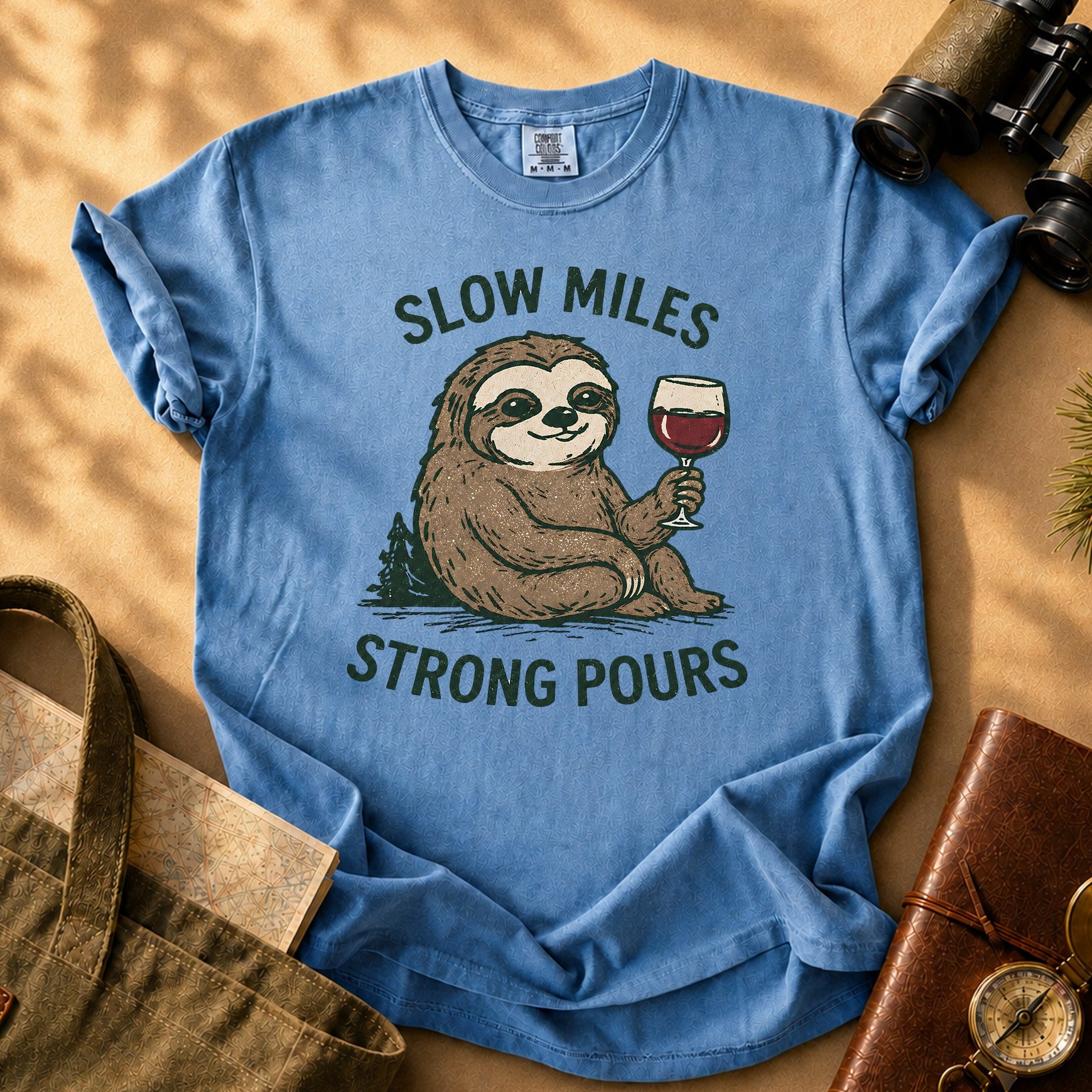 Slow Miles Strong Pours Tee - Blue Jean