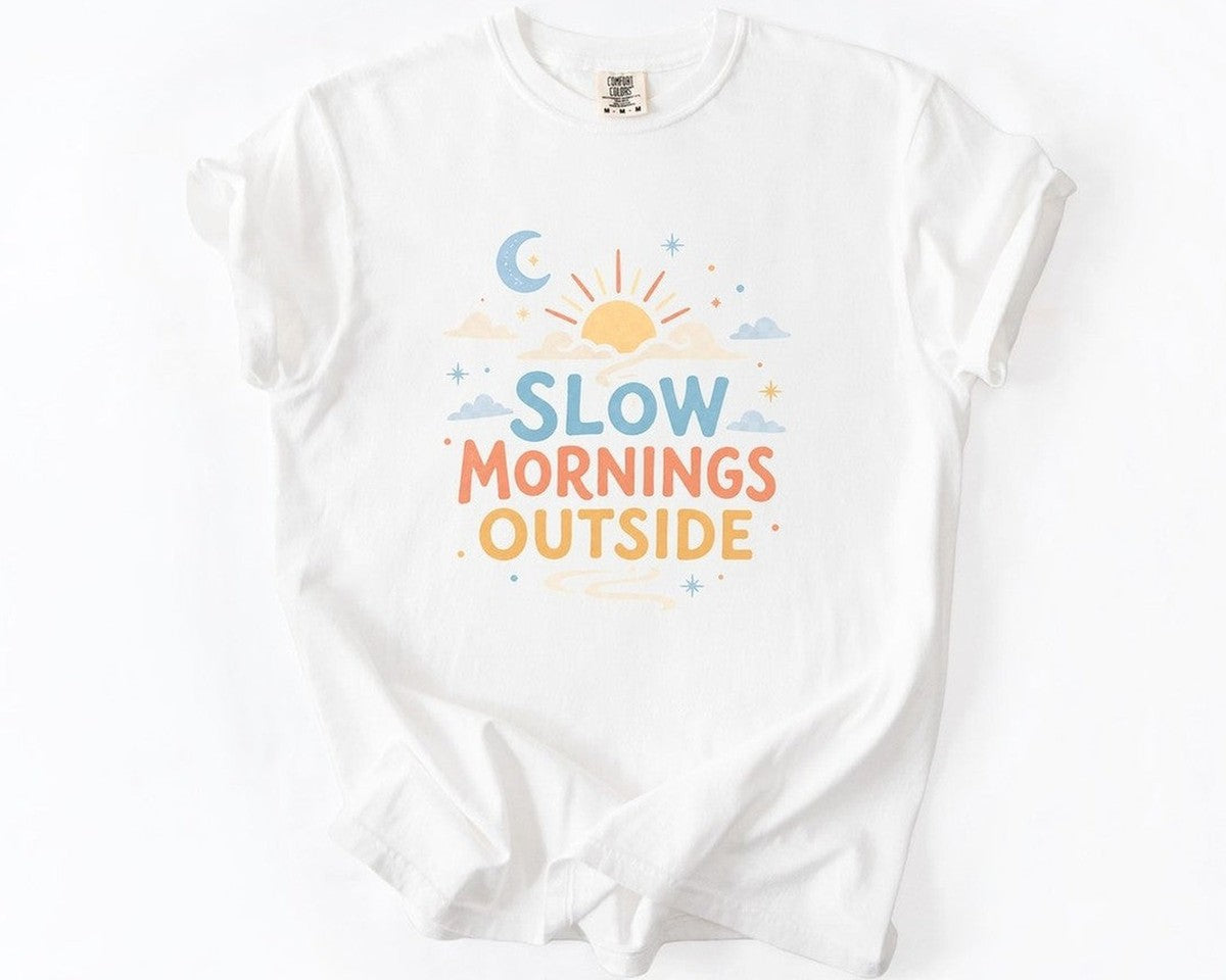 Slow Mornings Outside T-Shirt - White