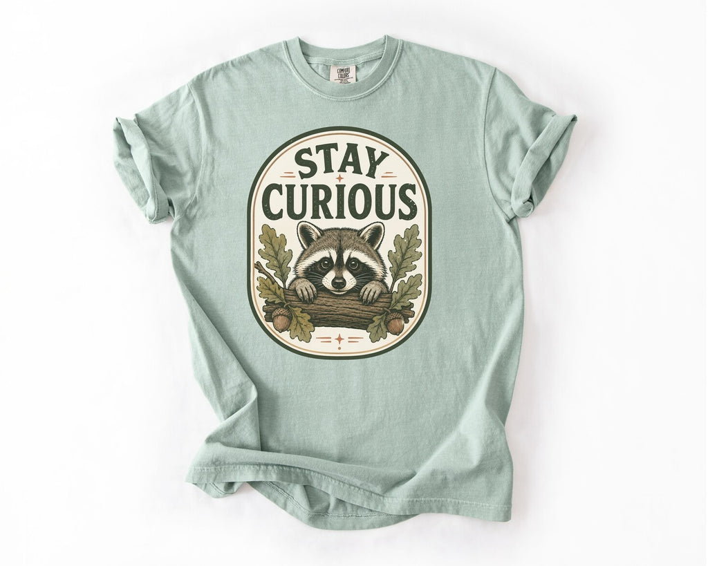 Stay Curious Raccoon T-Shirt - Bay