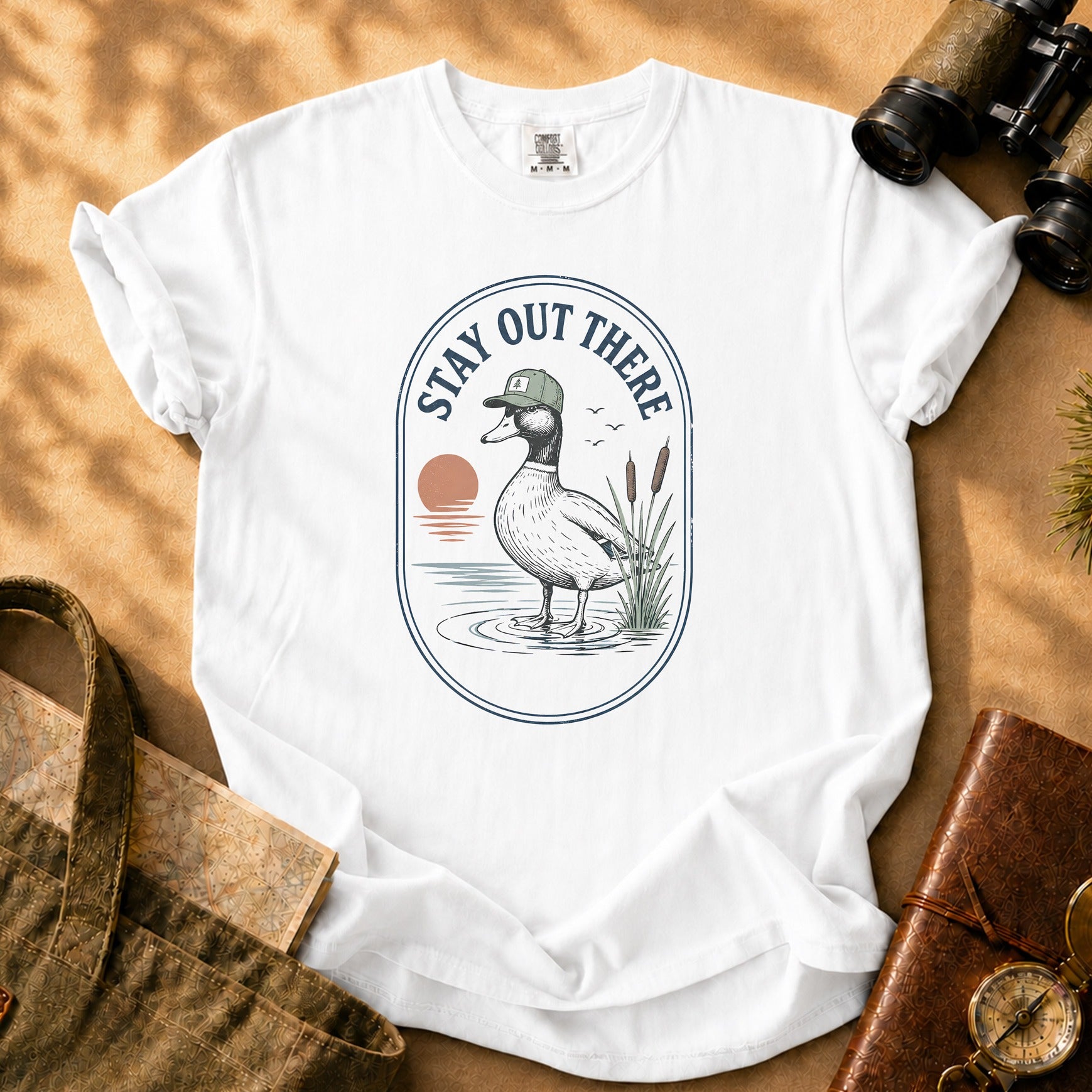 Stay Out There Duck Tee - White