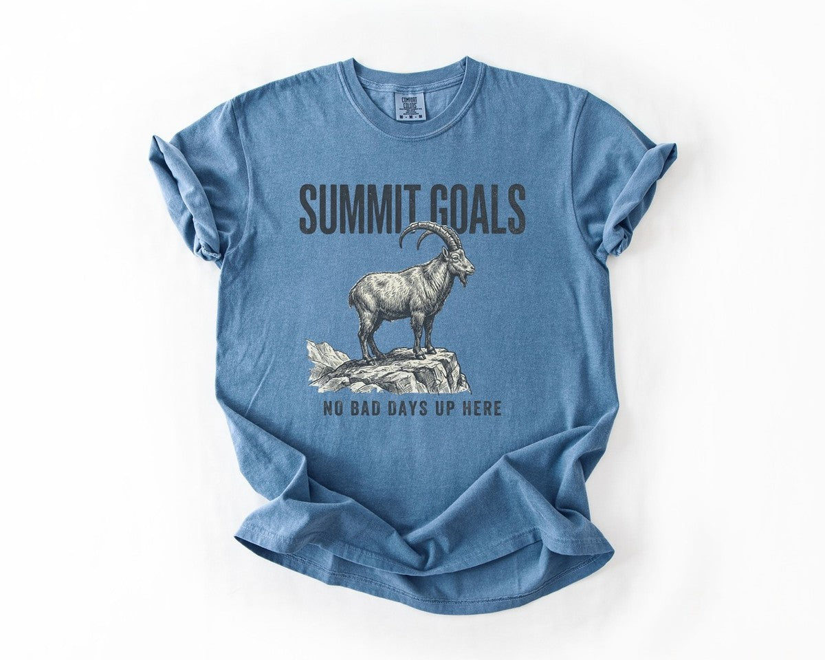 Summit Goals Mountain Goat T-Shirt - Blue Jean
