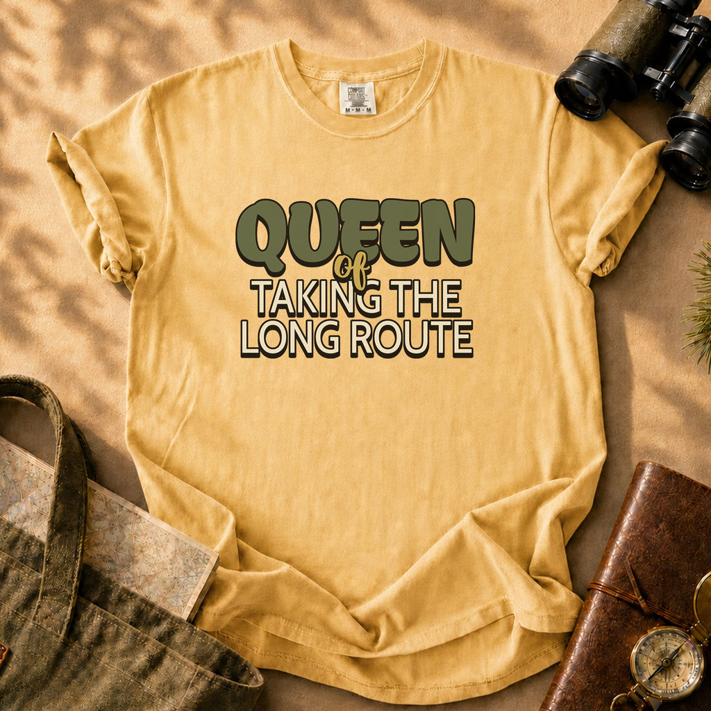 Queen of Taking the Long Route Tee - Mustard