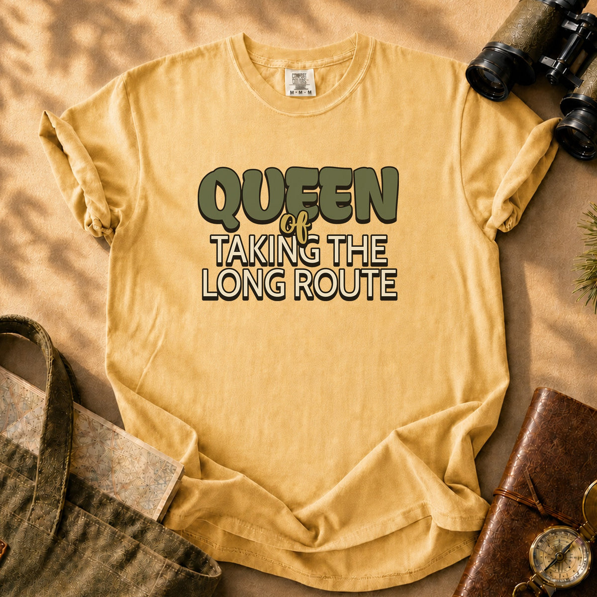 Queen of Taking the Long Route Tee - Mustard