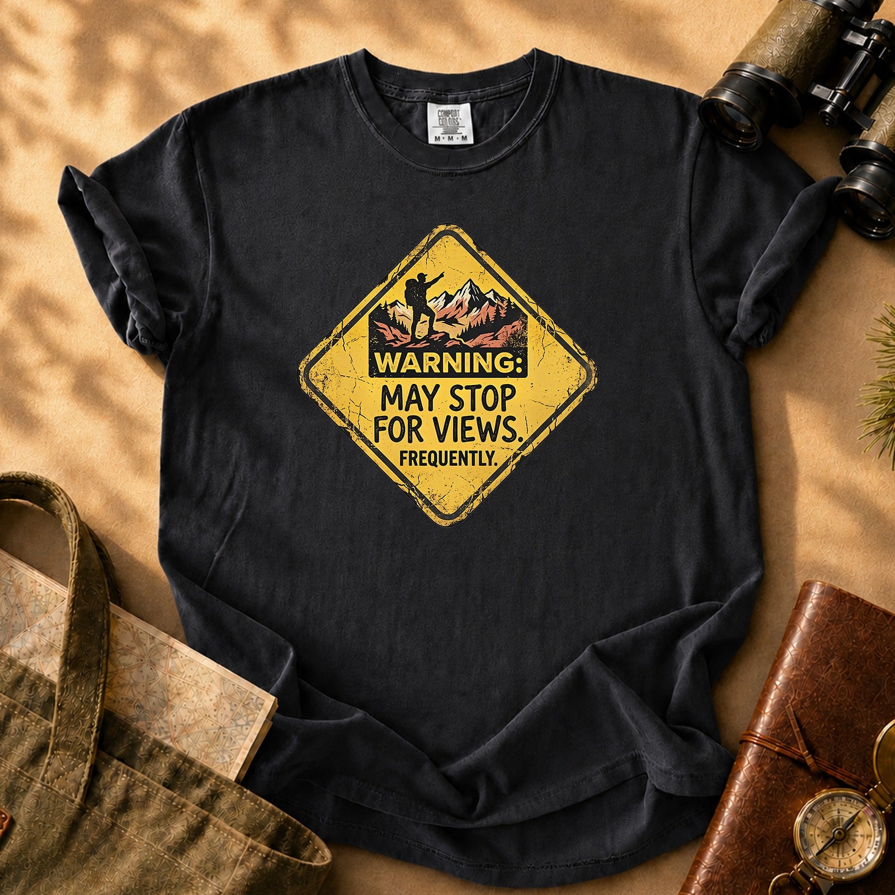 Warning: May Stop for Views Tee - Black