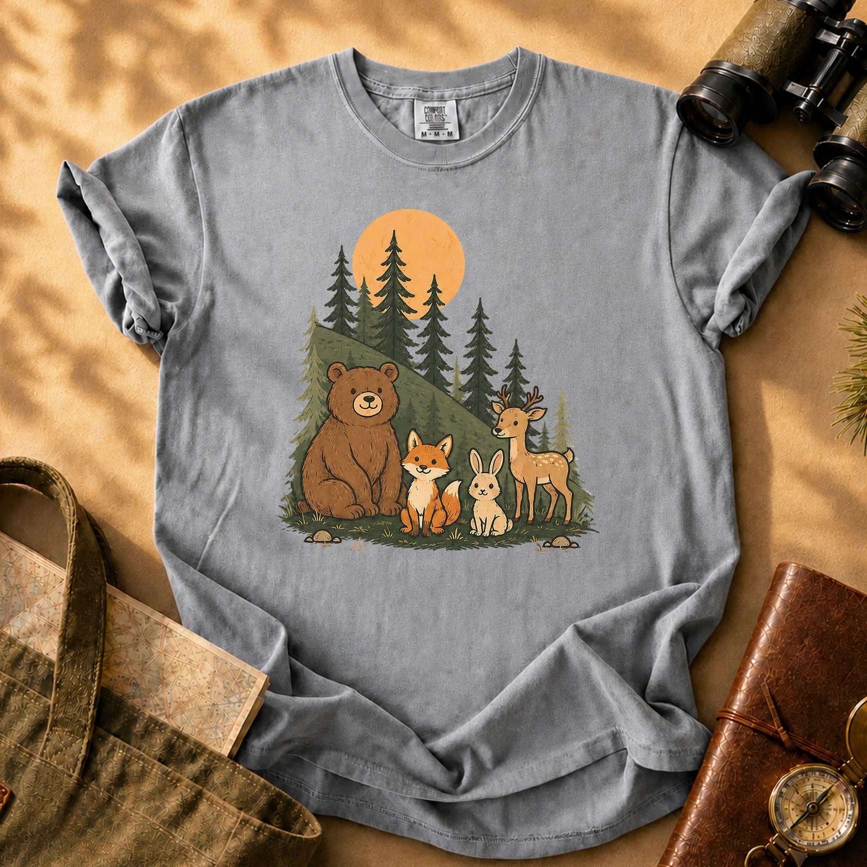 Sunset Forest Nature Shirt Tee - Grey