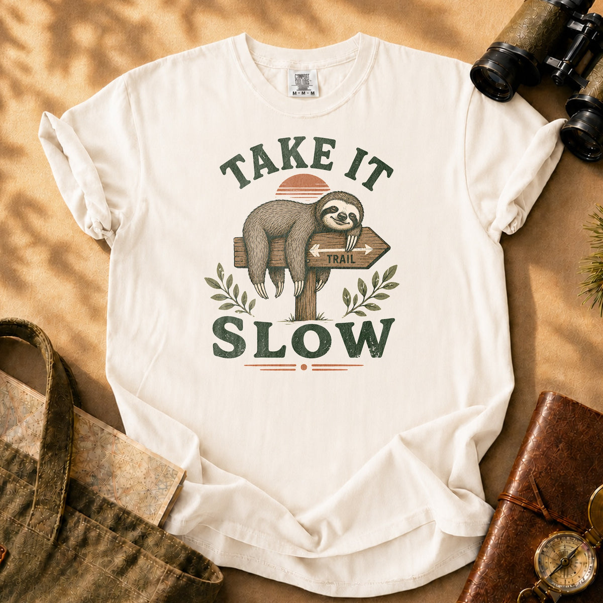 Take It Slow Sloth Tee - Ivory