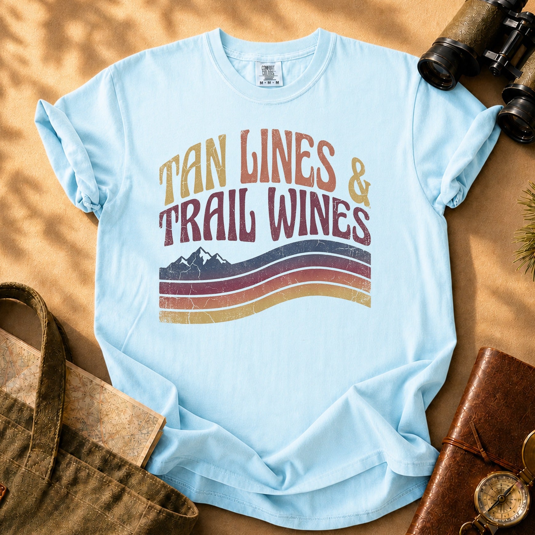 Tan Lines & Trail Wines Tee - Chambray