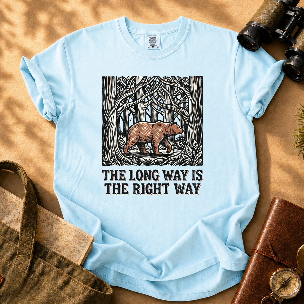 The Long Way Is The Right Way Tee - Chambray