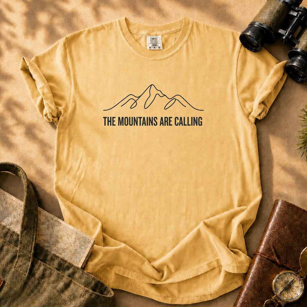 The Mountains Are Calling Tee - Mustard