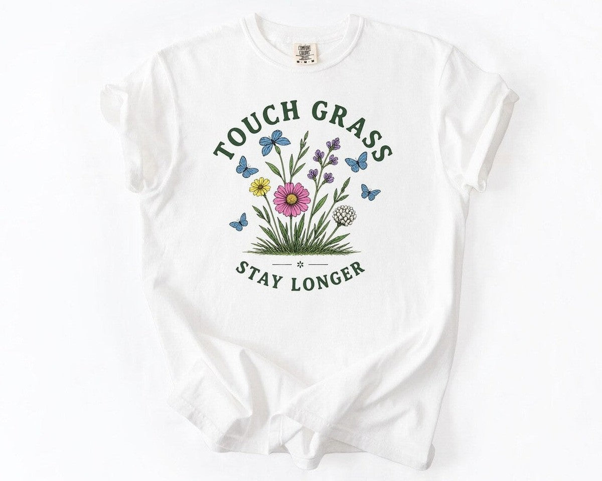 Touch Grass Stay Longer T-Shirt - White