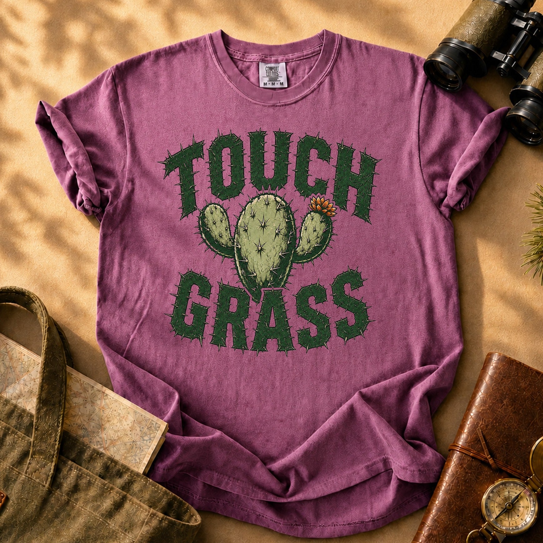 Touch Grass (Cactus Illustration) Tee - Berry