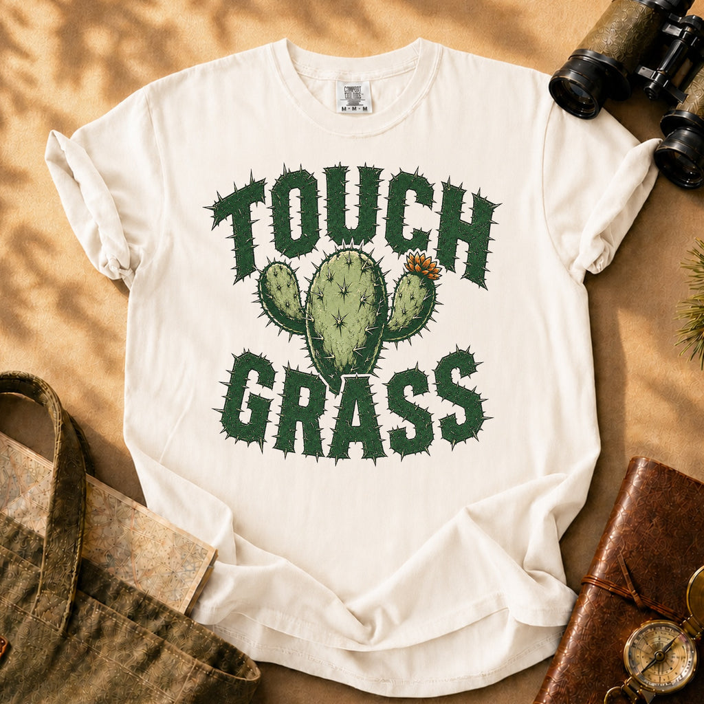 Touch Grass (Cactus Illustration) Tee - Ivory