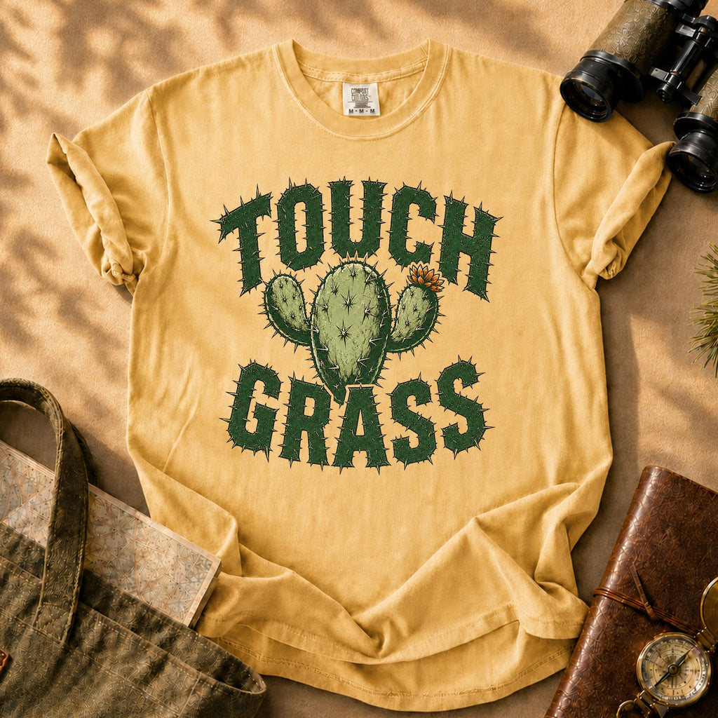 Touch Grass (Cactus Illustration) Tee - Mustard