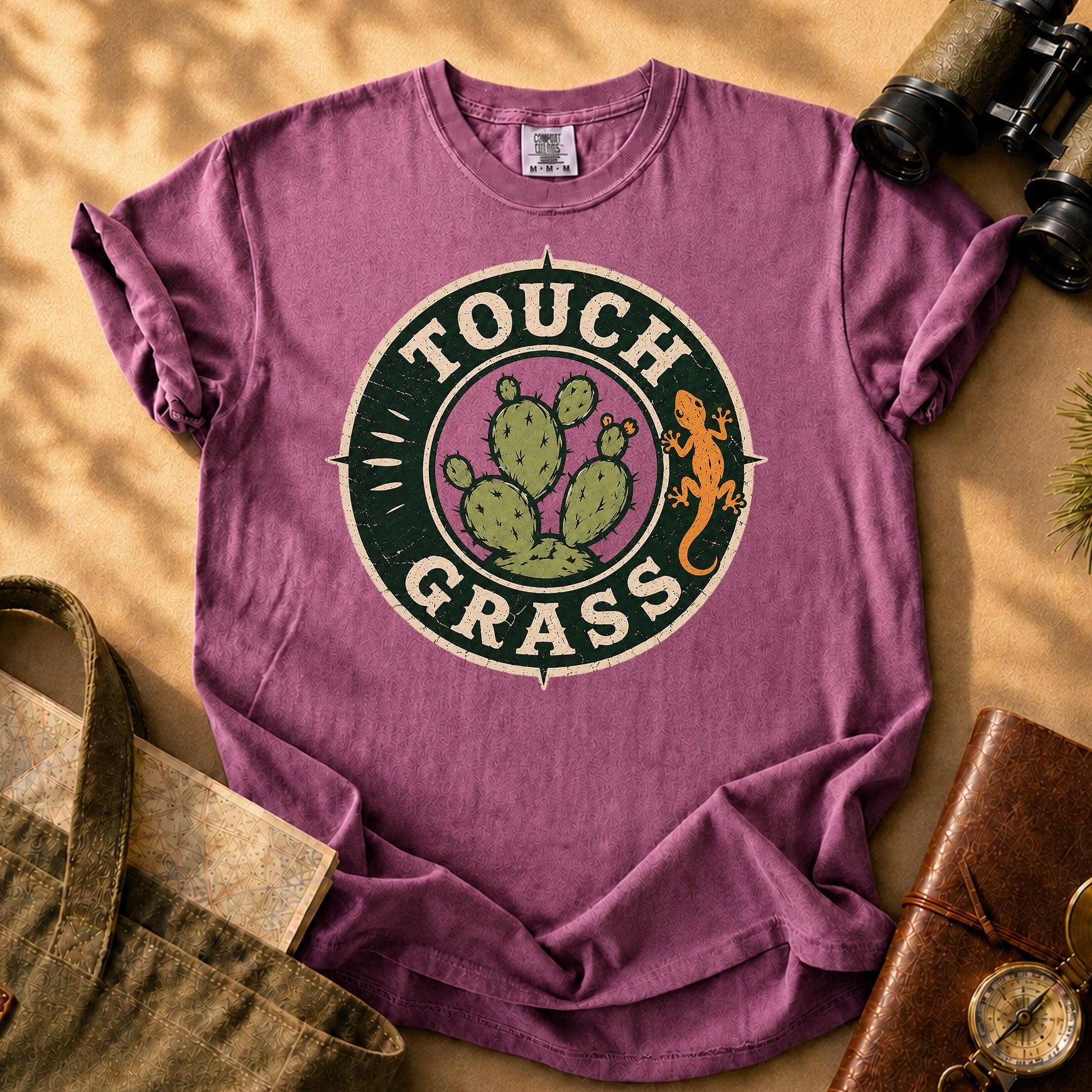 Touch Grass (Vintage Cactus) Tee - Berry