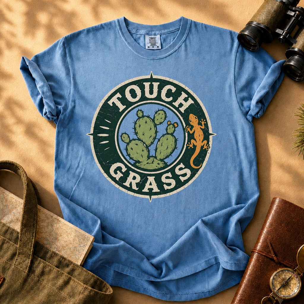 Touch Grass (Vintage Cactus) Tee - Blue Jean