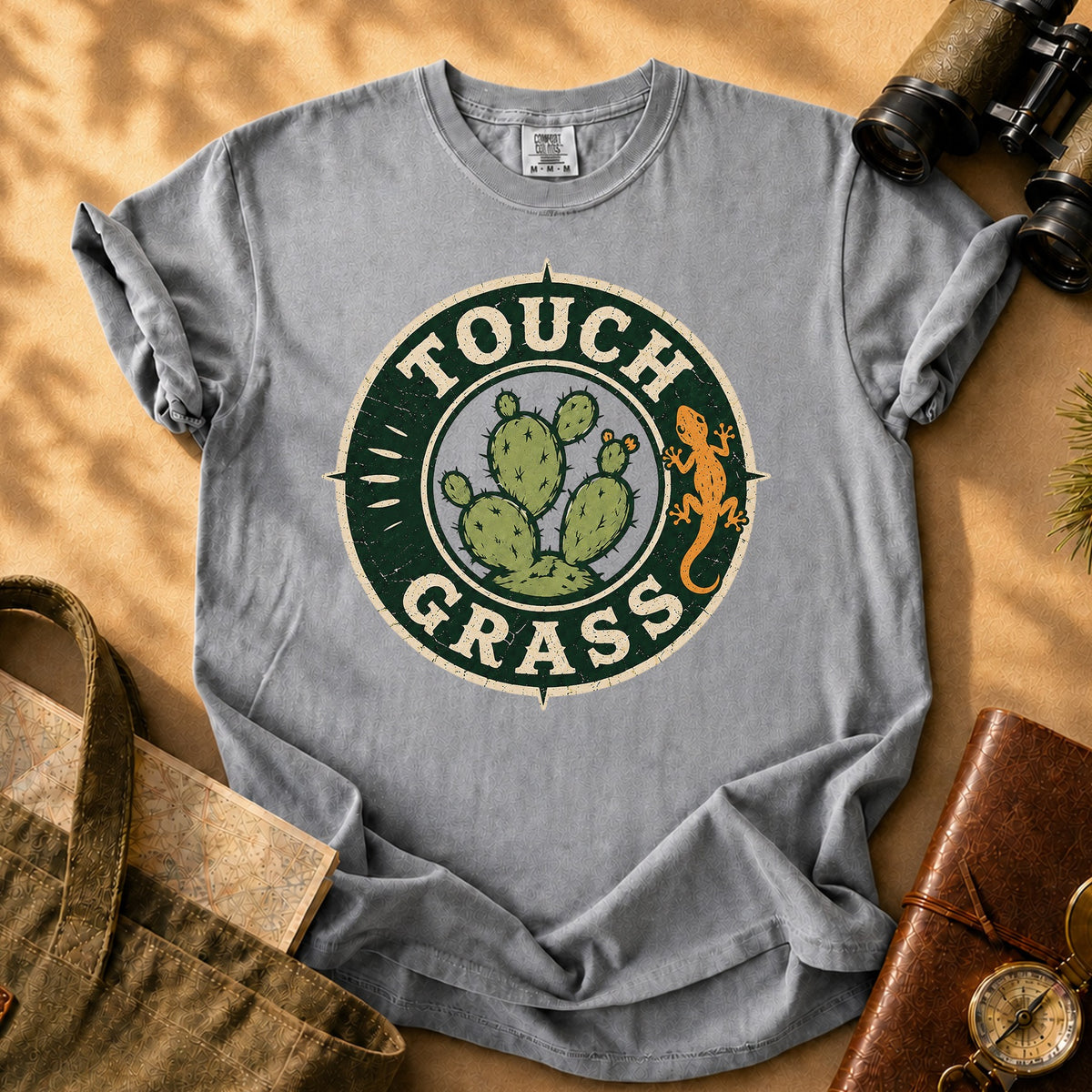 Touch Grass (Vintage Cactus) Tee - Grey