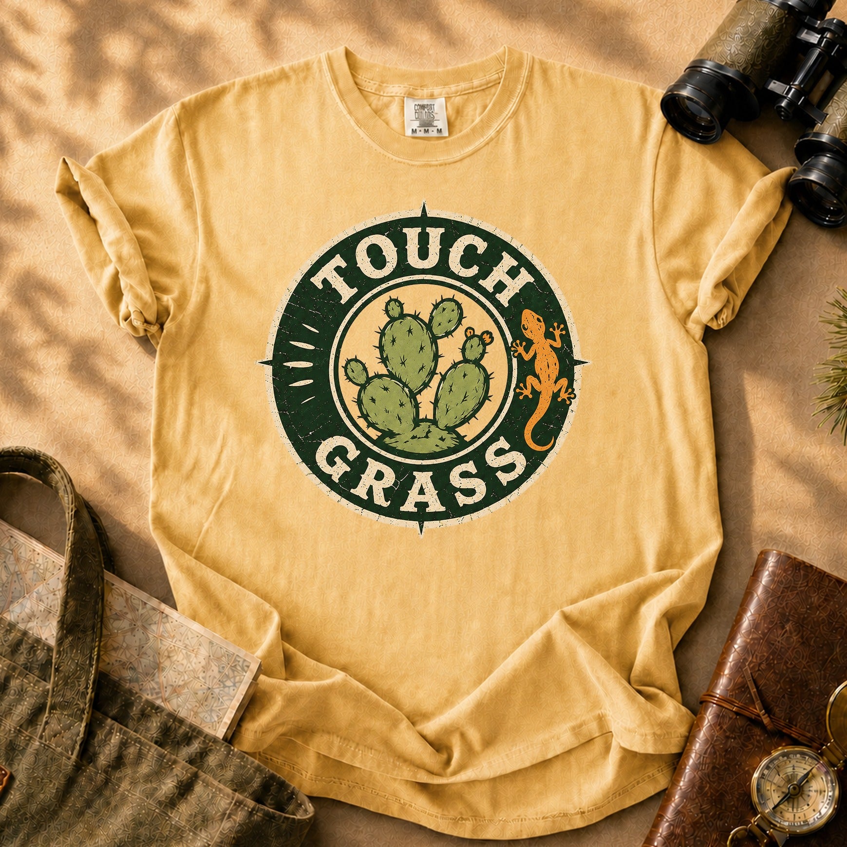Touch Grass (Vintage Cactus) Tee - Mustard