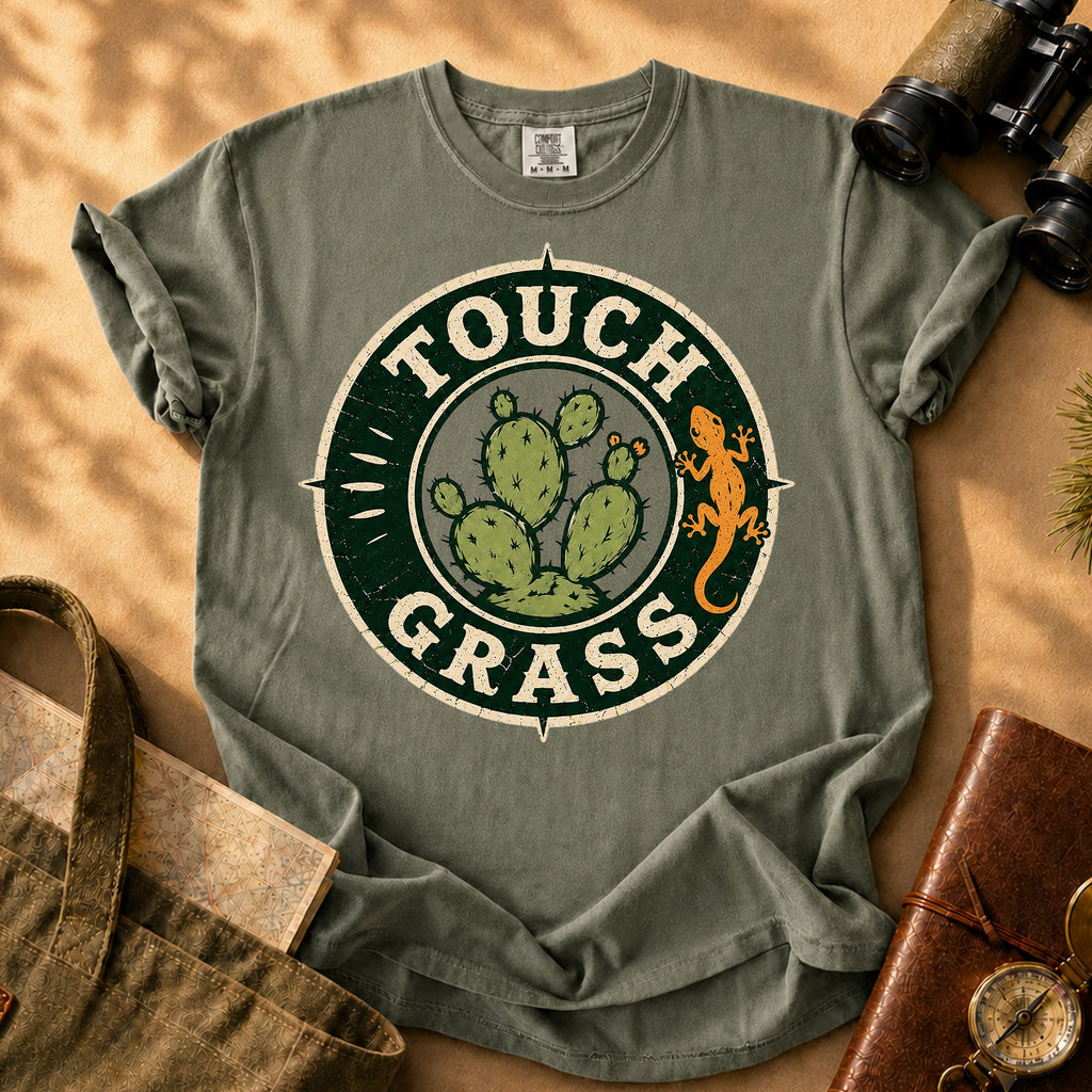 Touch Grass (Vintage Cactus) Tee - Sage