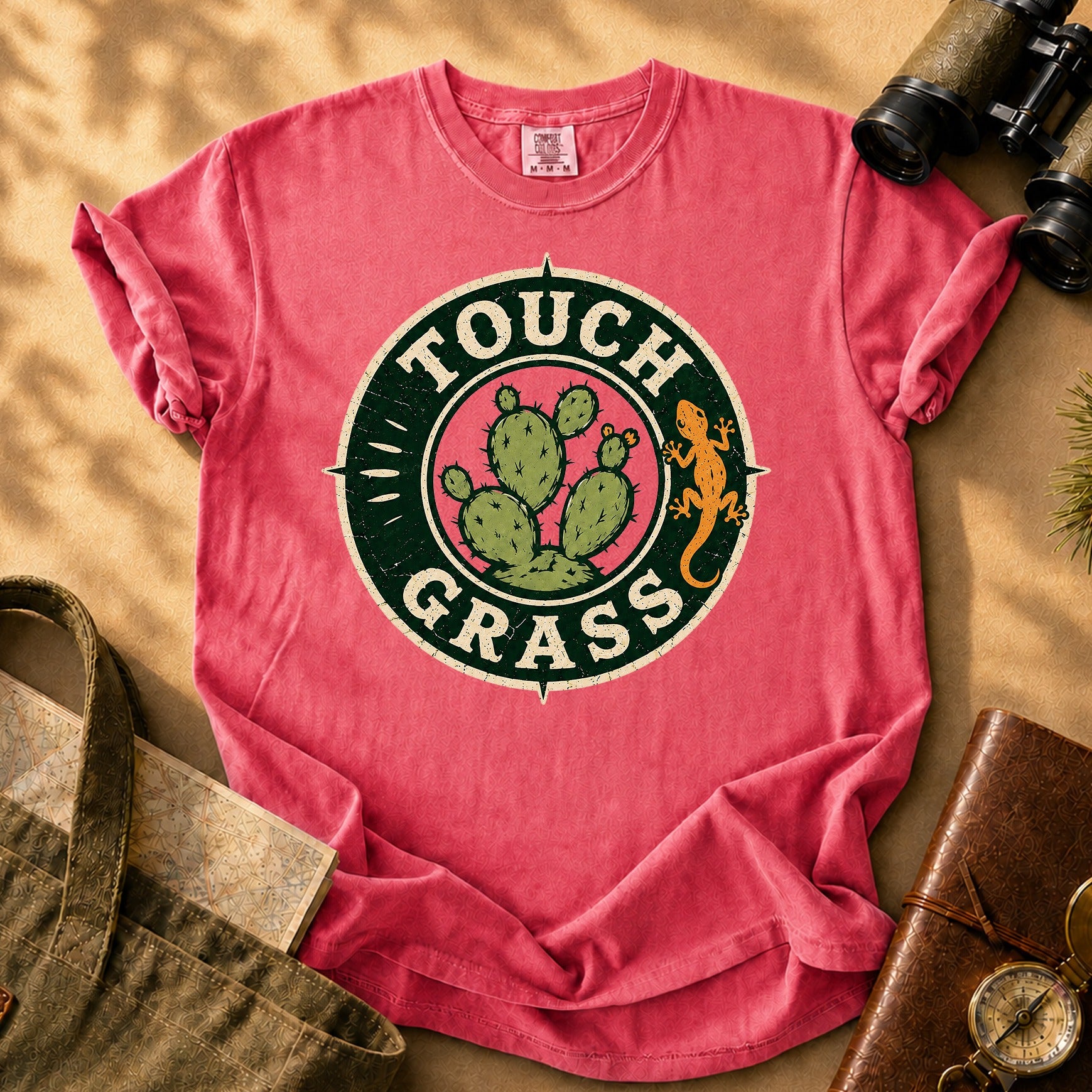 Touch Grass (Vintage Cactus) Tee - Watermelon