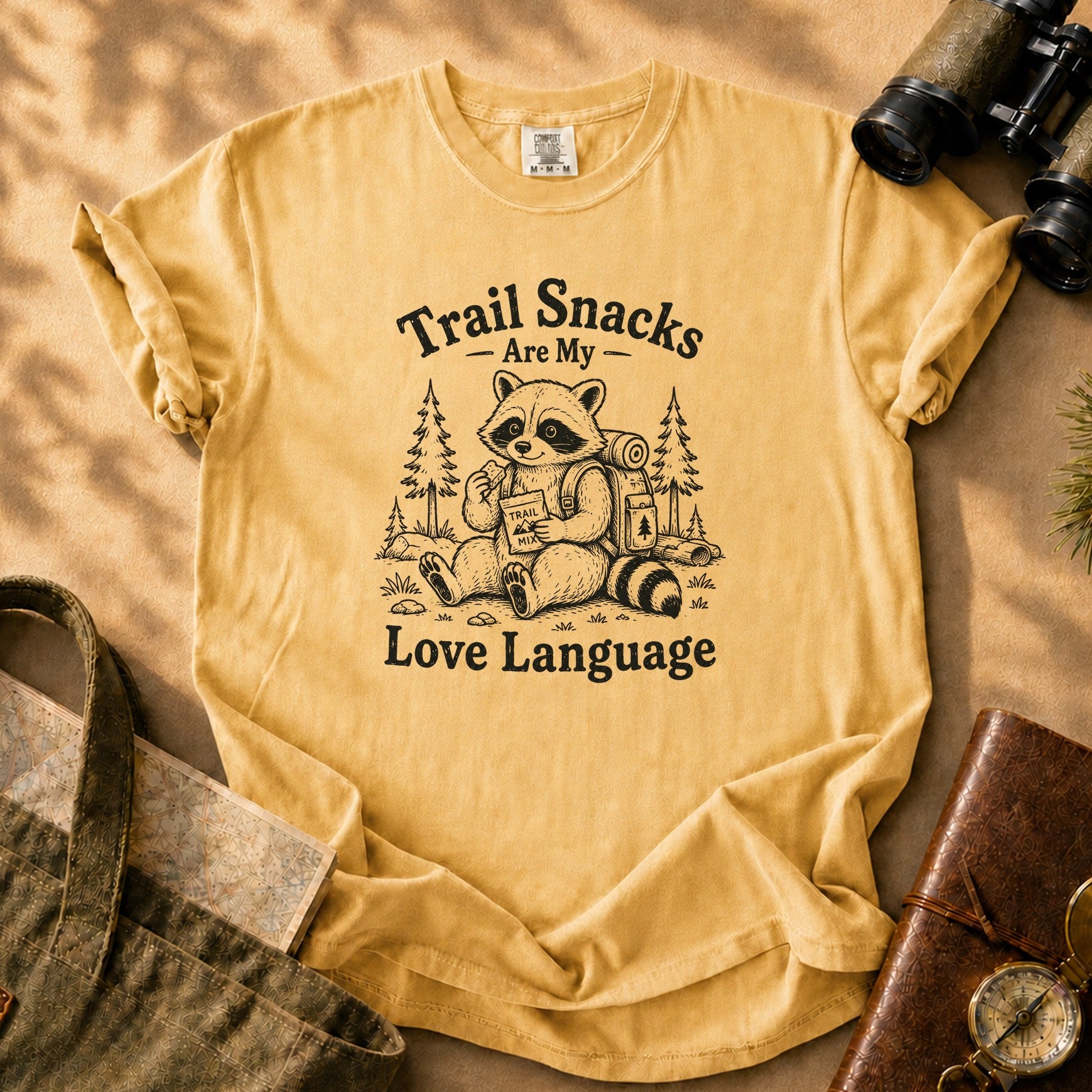 Trail Snacks Are My Love Language Tee - Mustard