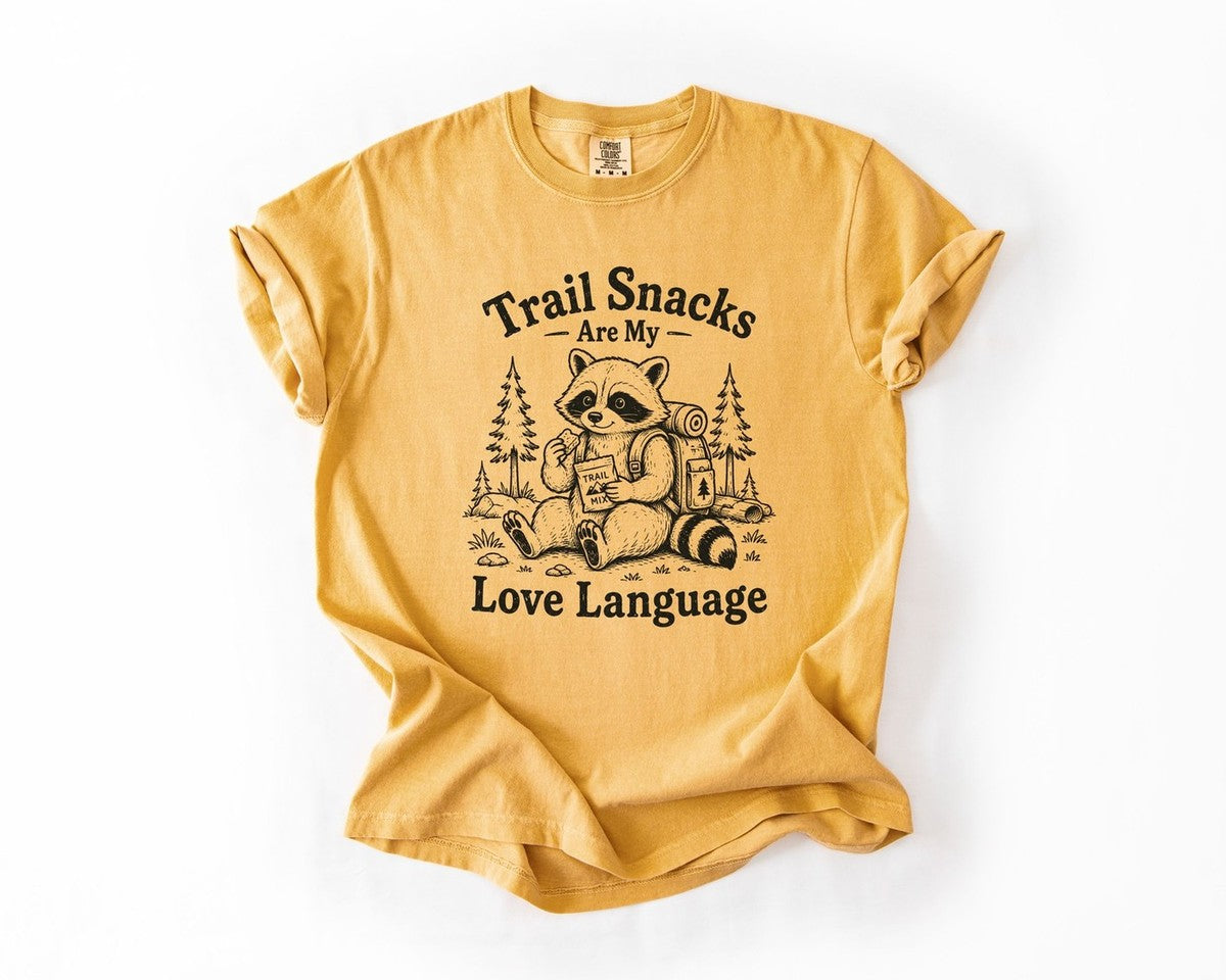 Trail Snacks Are My Love Language T-Shirt - Mustard