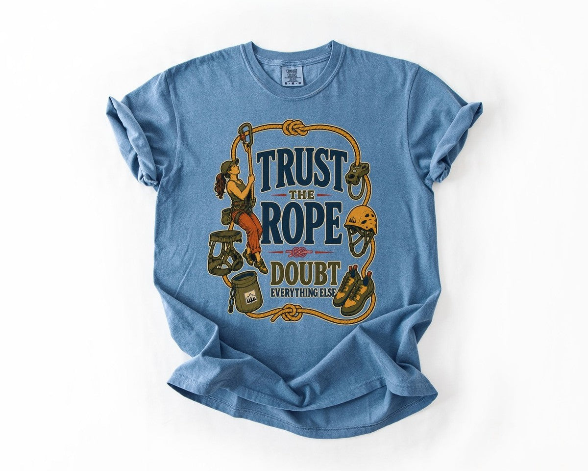 Trust the Rope Climbing T-Shirt - Blue Jean