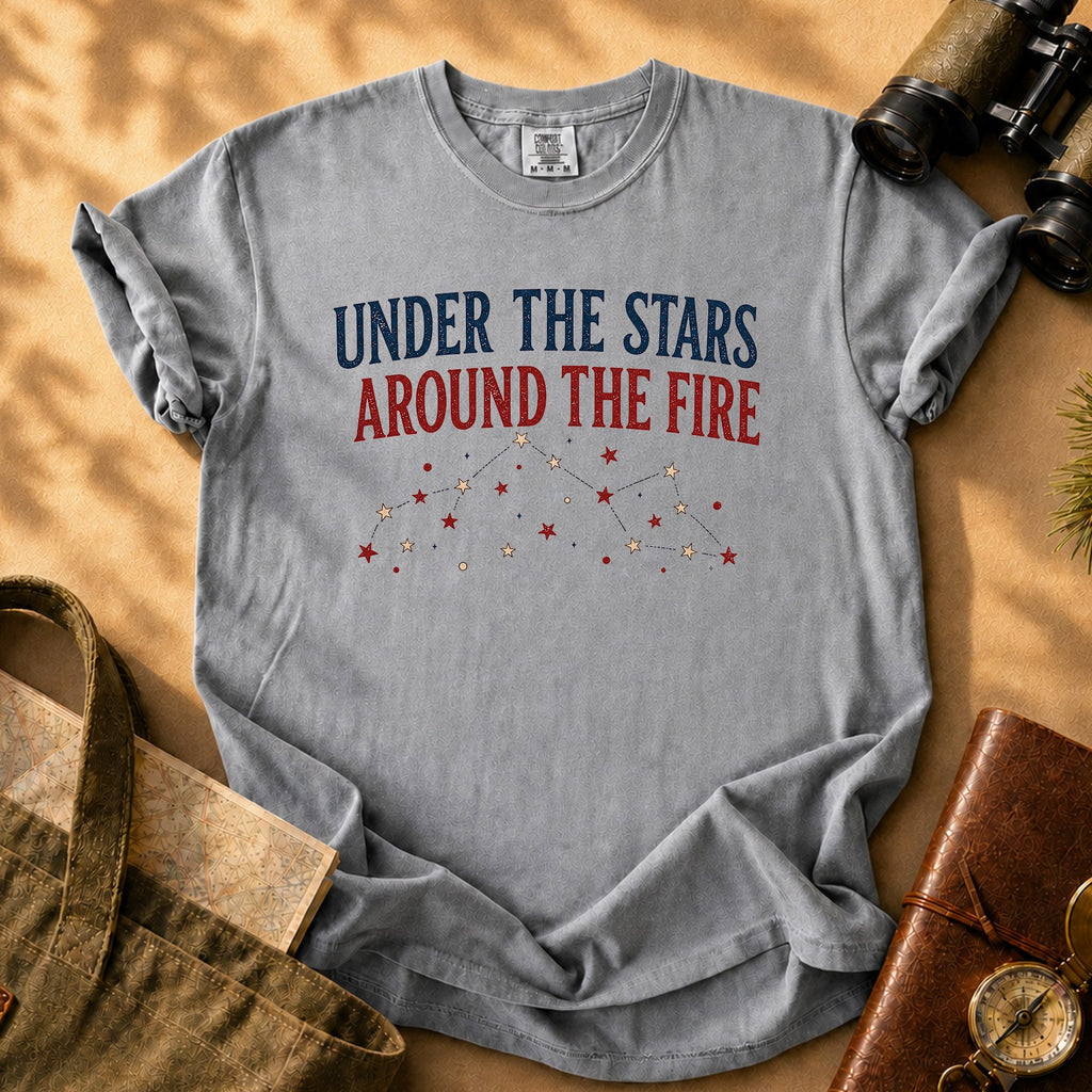 Under the Stars Around the Fire Tee - Grey