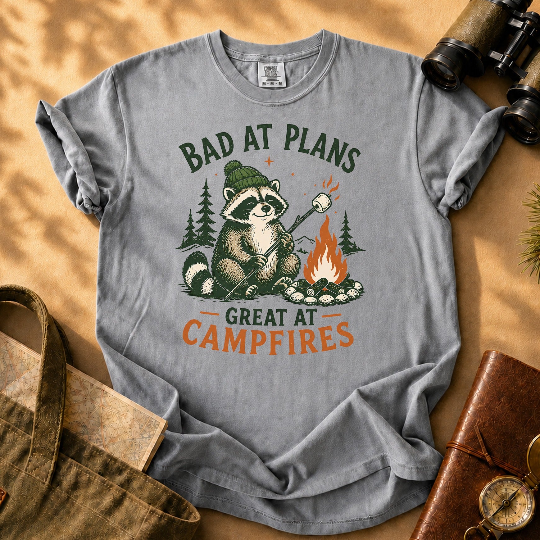 Bad at Plans Great at Campfires Tee - Grey